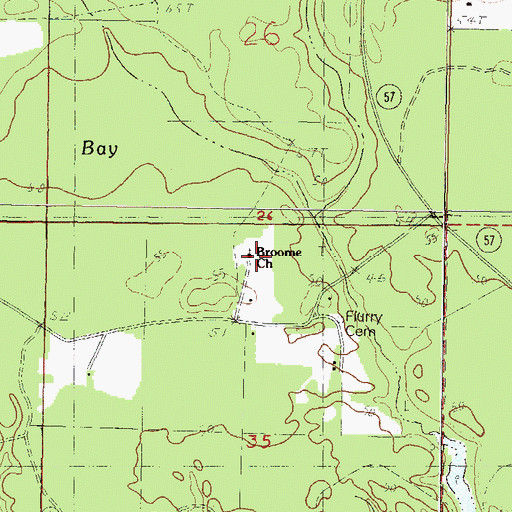 Topographic Map of Broome Church, MS