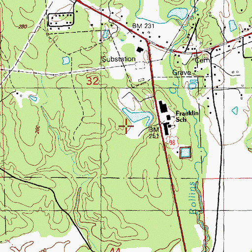 Topographic Map of Franklin School, MS