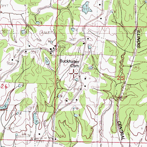 Topographic Map of Burkhalter Cemetery, MS