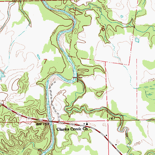 Topographic Map of Buckins Creek, MS