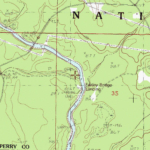 Topographic Map of Bug Branch, MS