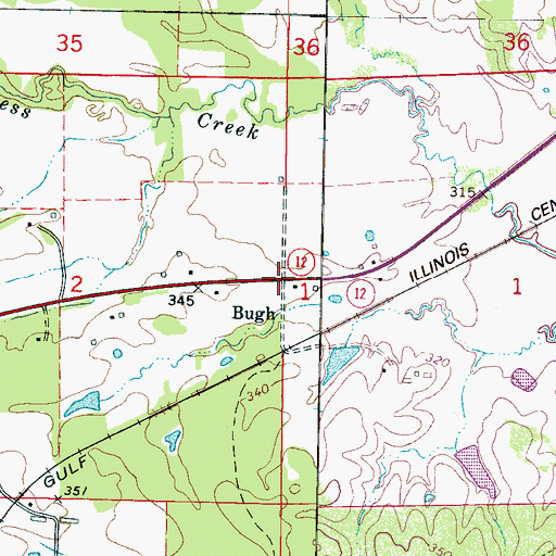 Topographic Map of Bugh, MS