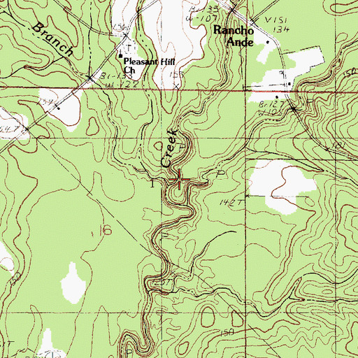 Topographic Map of Bull Branch, MS