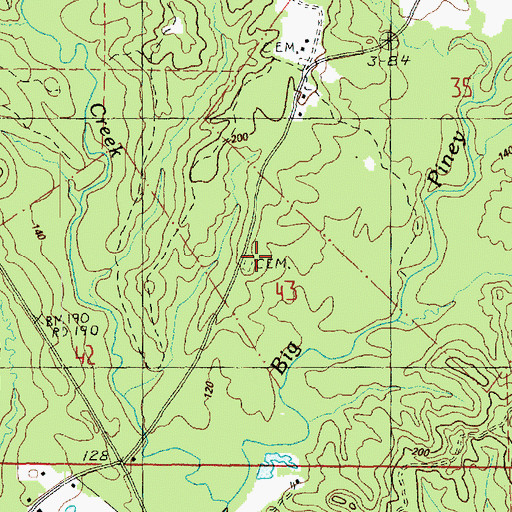 Topographic Map of Bunch Cemetery, MS