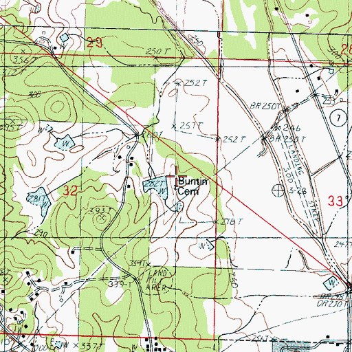 Topographic Map of Buntin Cemetery, MS
