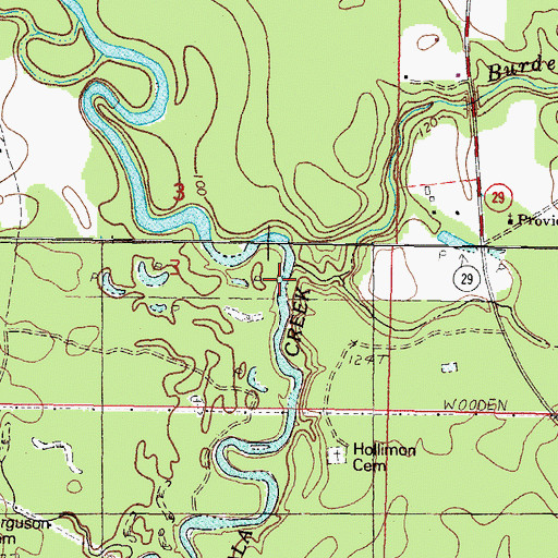 Topographic Map of Burleman Branch, MS