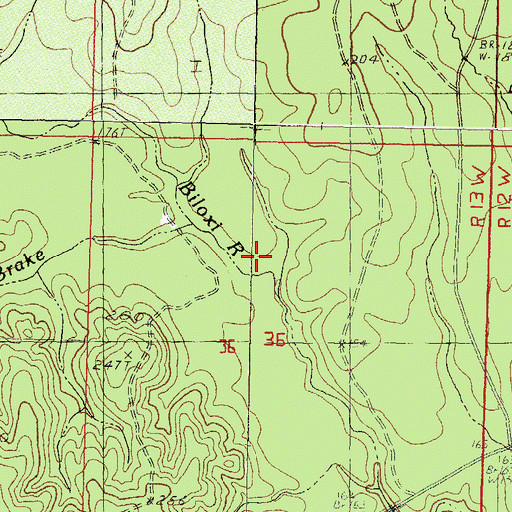 Topographic Map of Burned Weed Brake, MS