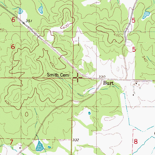 Topographic Map of Burt, MS