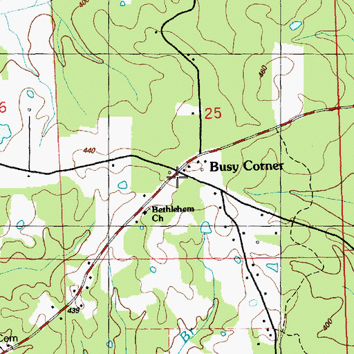 Topographic Map of Busy Corner, MS