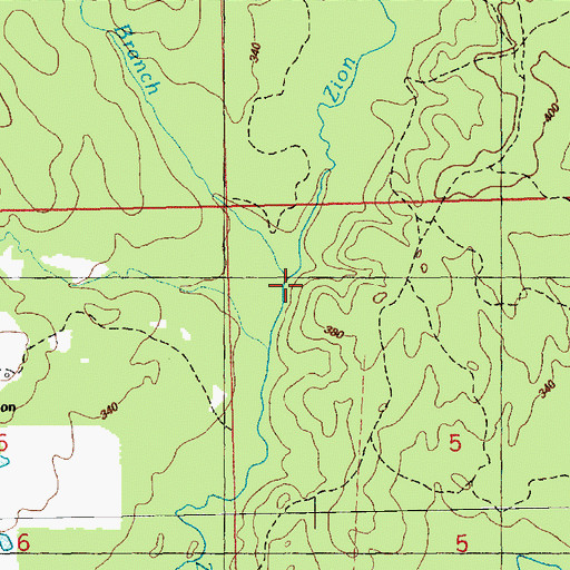 Topographic Map of Butler Branch, MS