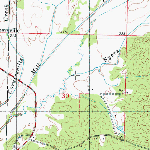 Topographic Map of Byers Creek, MS