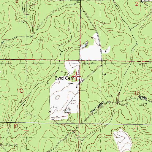 Topographic Map of Byrd Cemetery, MS