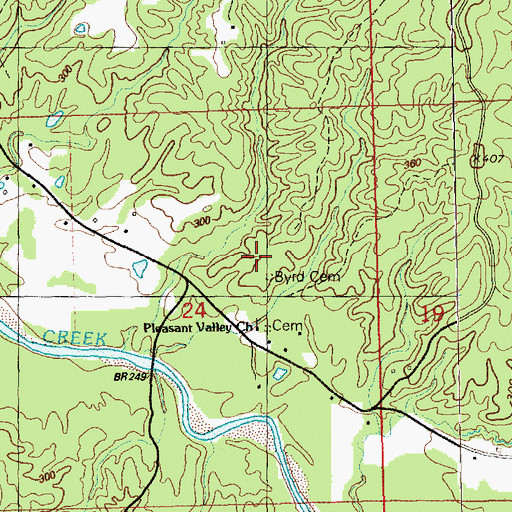 Topographic Map of Byrd Cemetery, MS