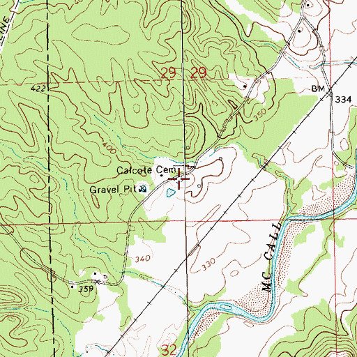 Topographic Map of Calcote Cemetery, MS