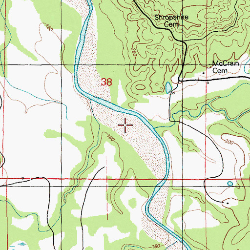 Topographic Map of Caledonia Creek, MS