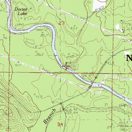 Topographic Map of Calf Branch, MS