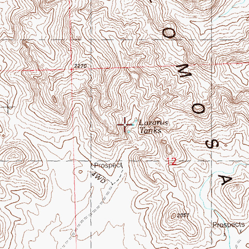 Topographic Map of Lazarus Tanks, AZ