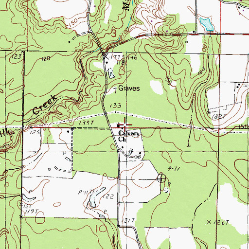 Topographic Map of Calvary Church, MS