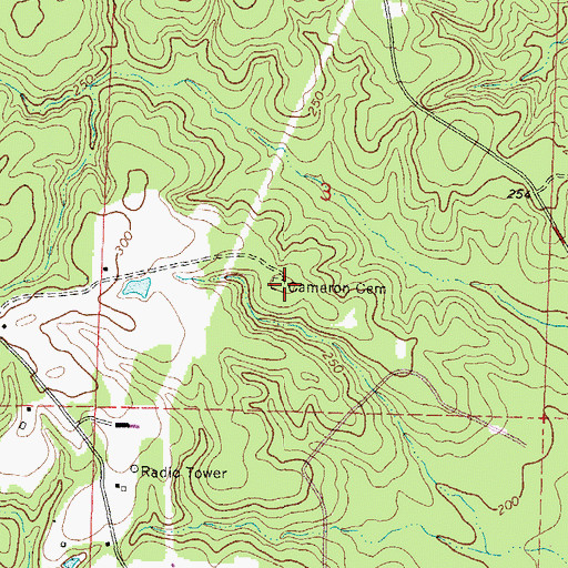 Topographic Map of Cameron Cemetery, MS