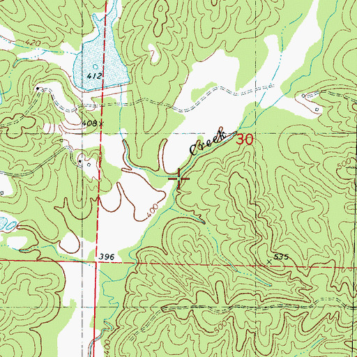 Topographic Map of Campbell Creek, MS