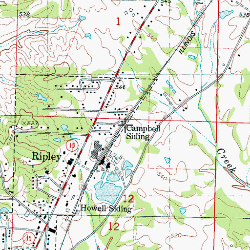Topographic Map of Campbell Siding, MS