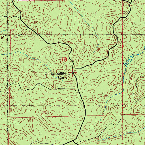 Topographic Map of Campbellite Cemetery, MS