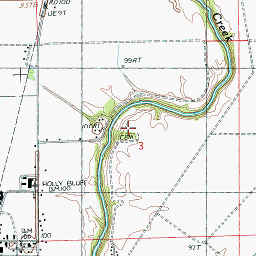 Topographic Map of Campbellsville Cemetery, MS