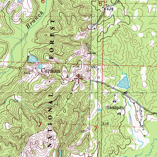 Topographic Map of Canaan, MS