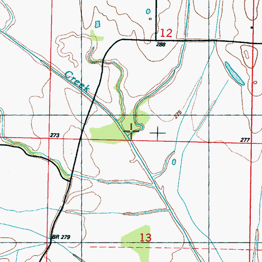 Topographic Map of Cane Creek, MS