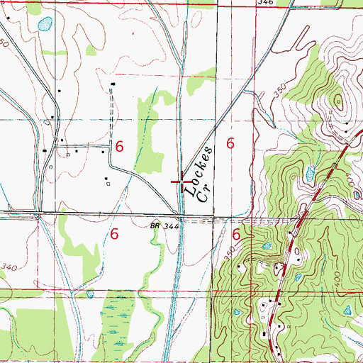 Topographic Map of Cane Creek, MS