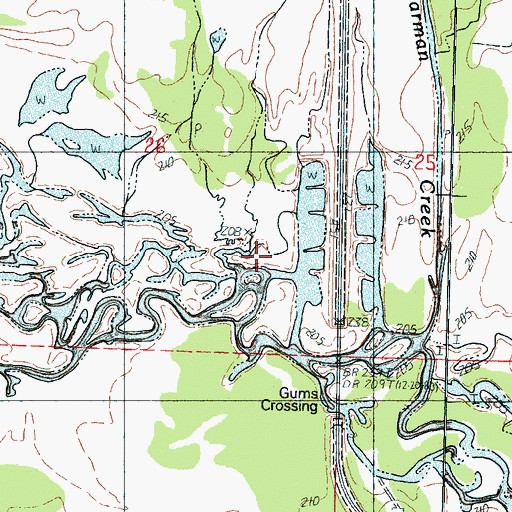 Topographic Map of Caney Creek, MS