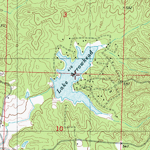 Topographic Map of Lake Arrowhead, MS