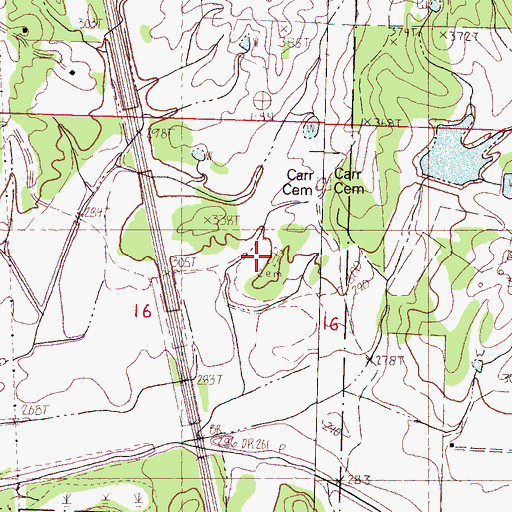 Topographic Map of Carr Cemeteries, MS