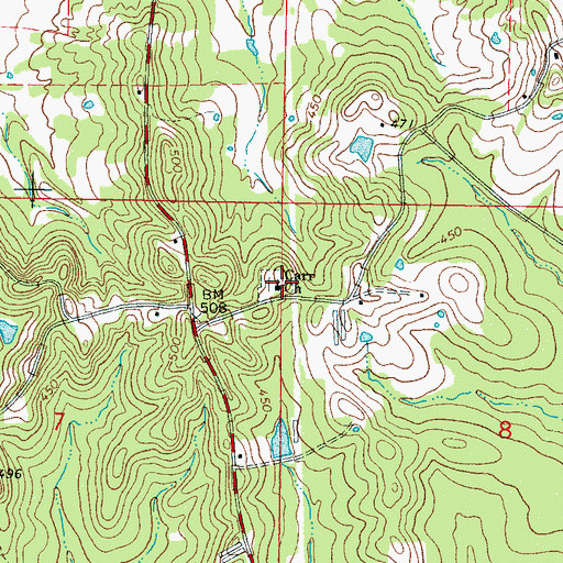 Topographic Map of Carr Church, MS