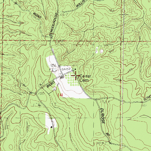 Topographic Map of Carter Cemetery, MS