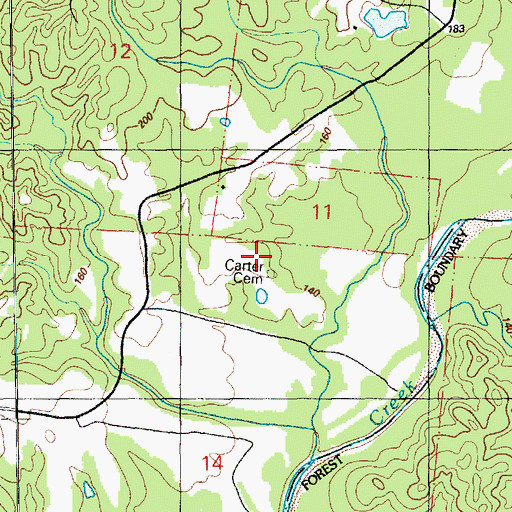 Topographic Map of Carter Cemetery, MS