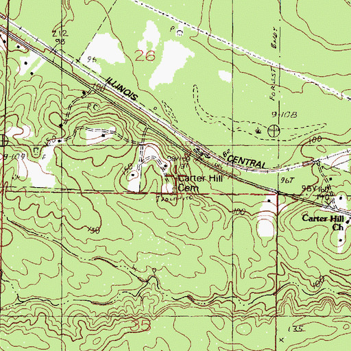 Topographic Map of Carter Hill Church, MS
