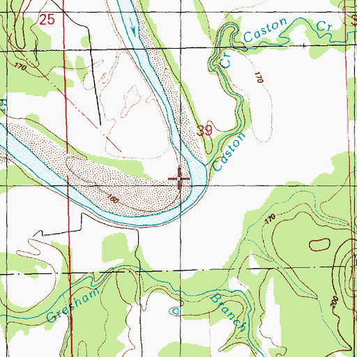 Topographic Map of Caston Creek, MS