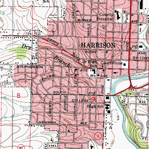 Topographic Map of First Lutheran Church, AR