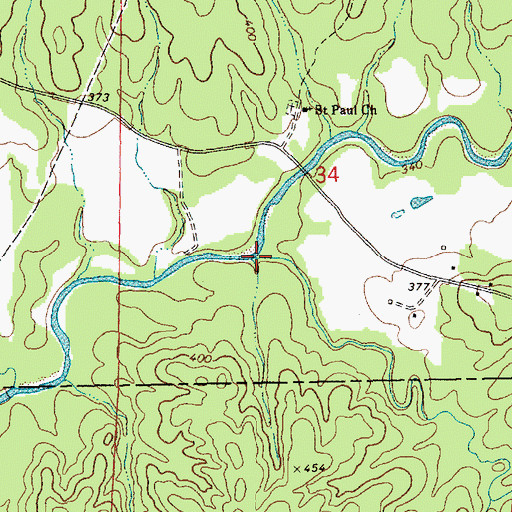 Topographic Map of Cedar Creek, MS