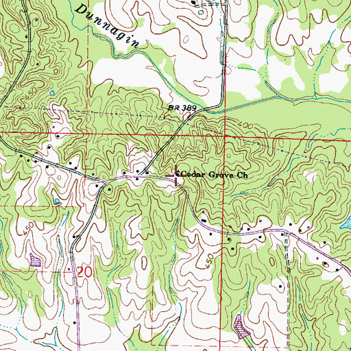 Topographic Map of Cedar Grove Church, MS