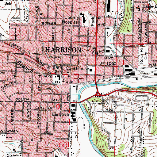Topographic Map of First Presbyterian Church, AR