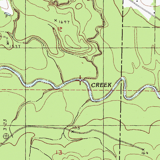 Topographic Map of Chaney Creek, MS