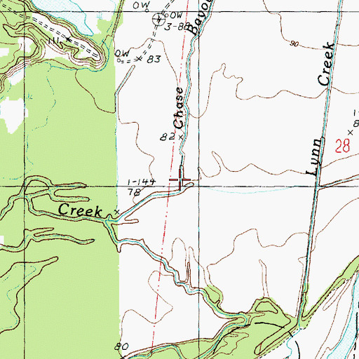 Topographic Map of Chase Bayou, MS