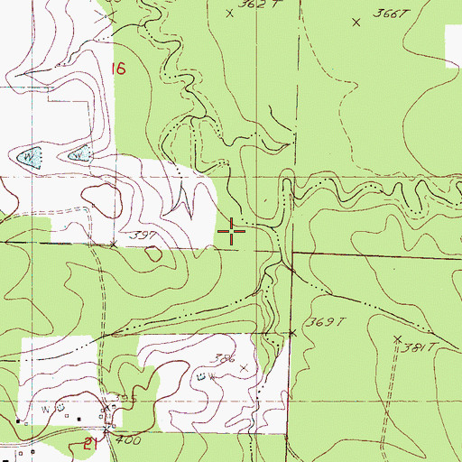 Topographic Map of Cherry Creek, MS