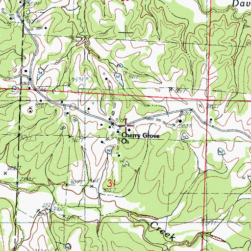 Topographic Map of Cherry Grove Church, MS