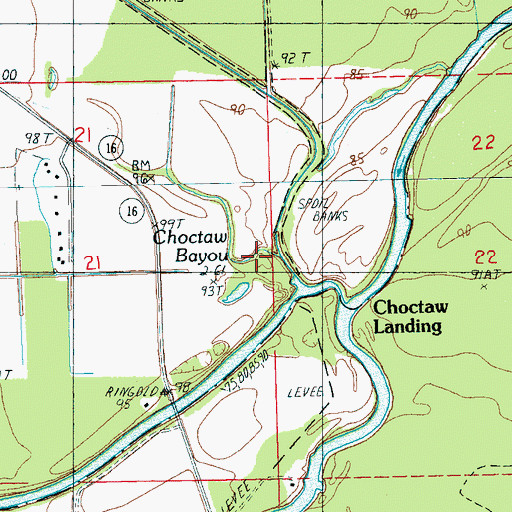 Topographic Map of Choctaw Bayou, MS