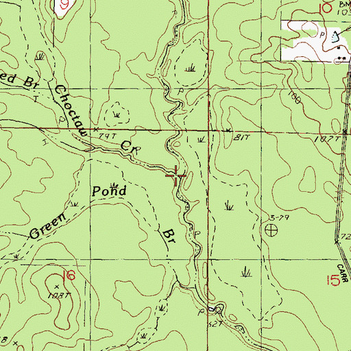 Topographic Map of Choctaw Creek, MS