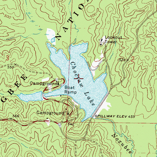 Topographic Map of Choctaw Lake, MS