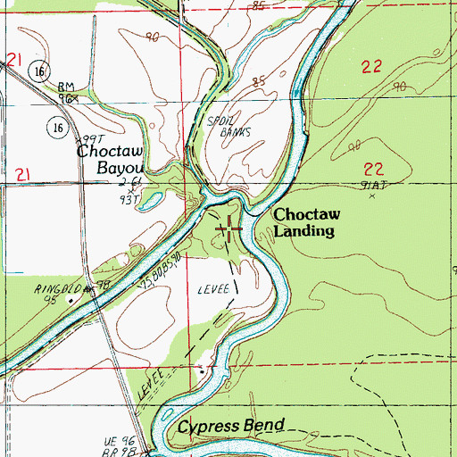 Topographic Map of Choctaw Landing, MS